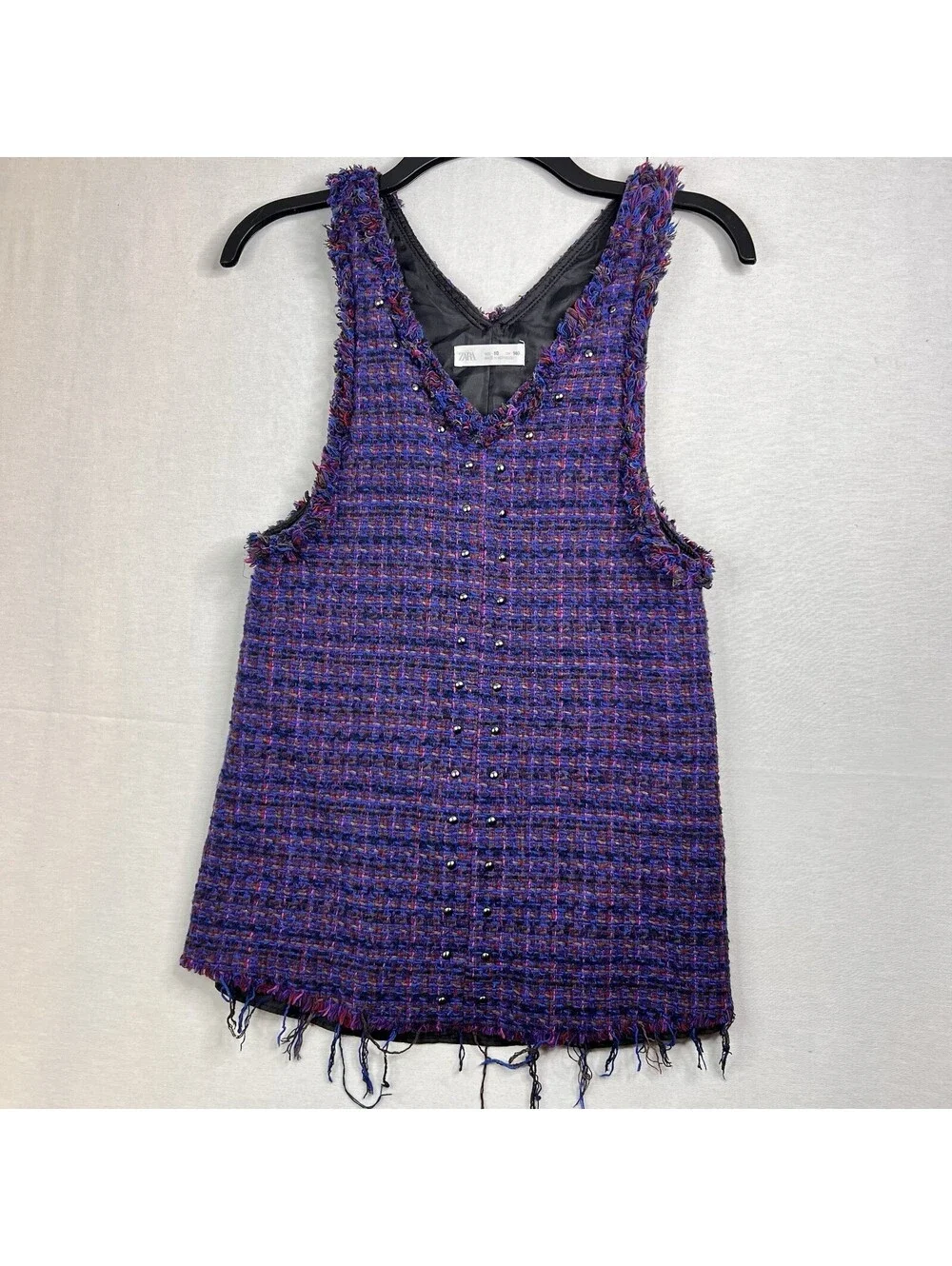 Zara Girl Purple Pink Blue Tweed Jumper Dress Size 10